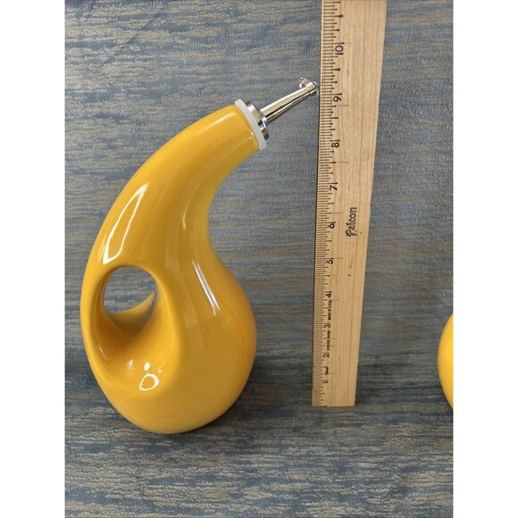 Rachael Ray 2 Piece EVOO Oil Vinegar Dispensers Mustard Yellow Ceramic Kitchen - Picture 4 of 7
